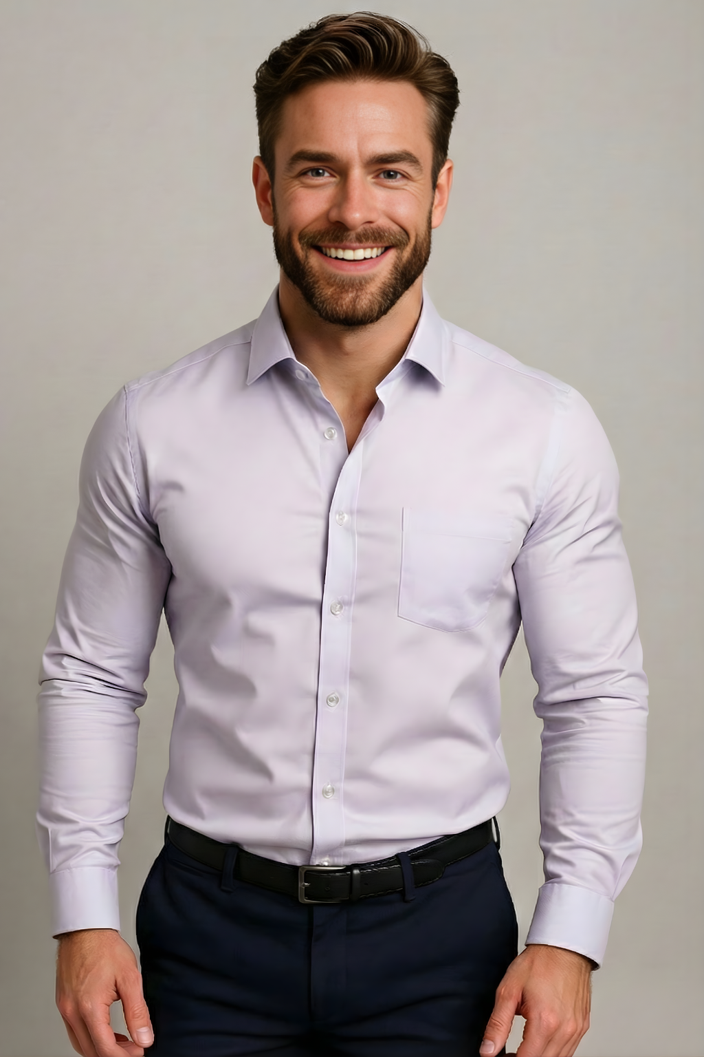 Men's long-sleeve shirt — structured wrinkle-resistant fit — office