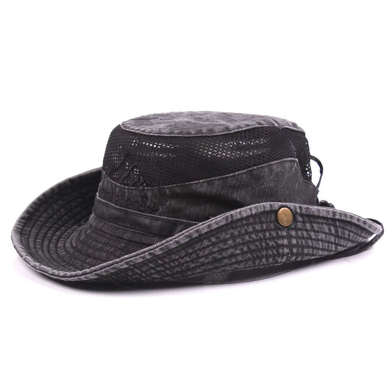 Bucket hat chapeau de soleil unisexe en coton avec maille aérée été
