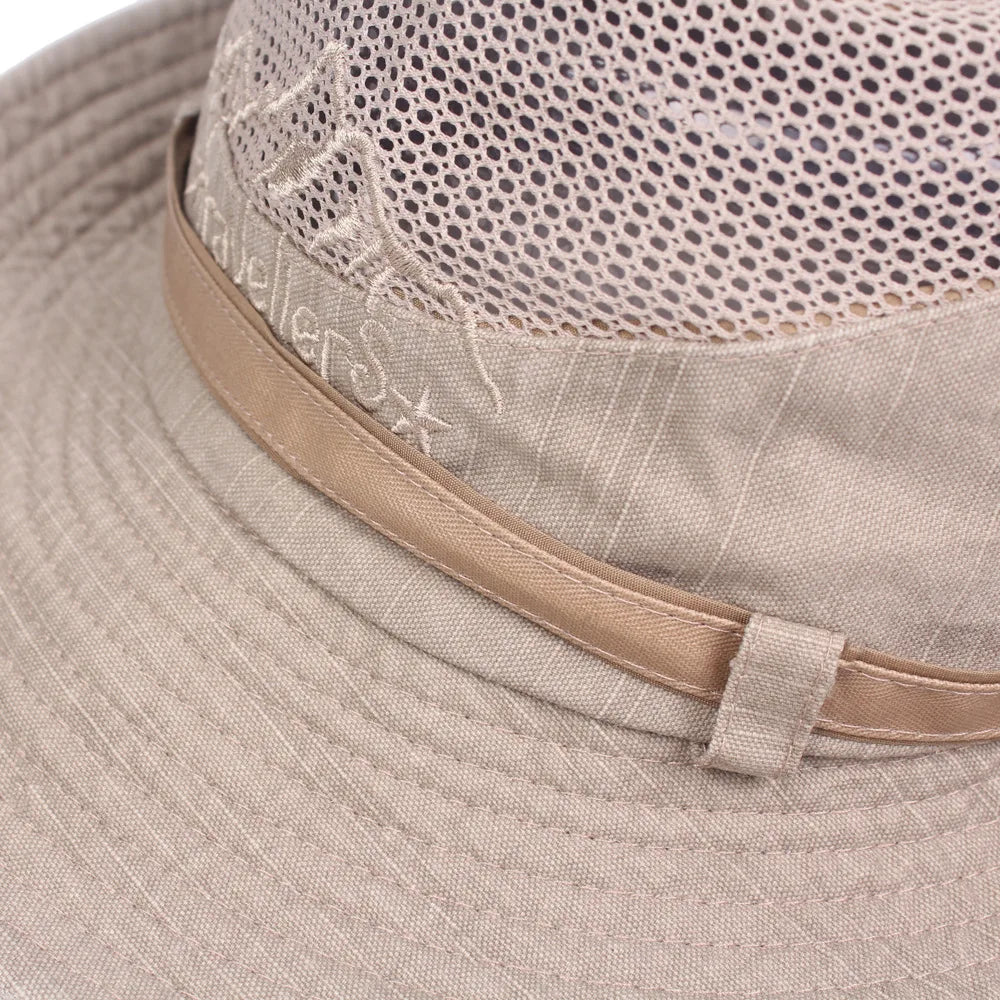 Bucket hat chapeau de soleil unisexe en coton avec maille aérée été