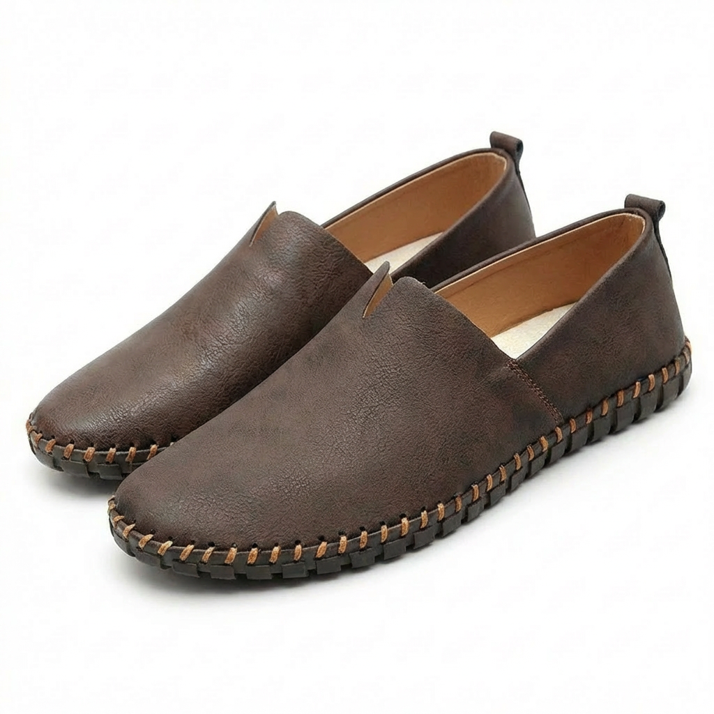 Mocassins Décontractés pour Homme en Cuir Synthétique avec Coutures Artisanales