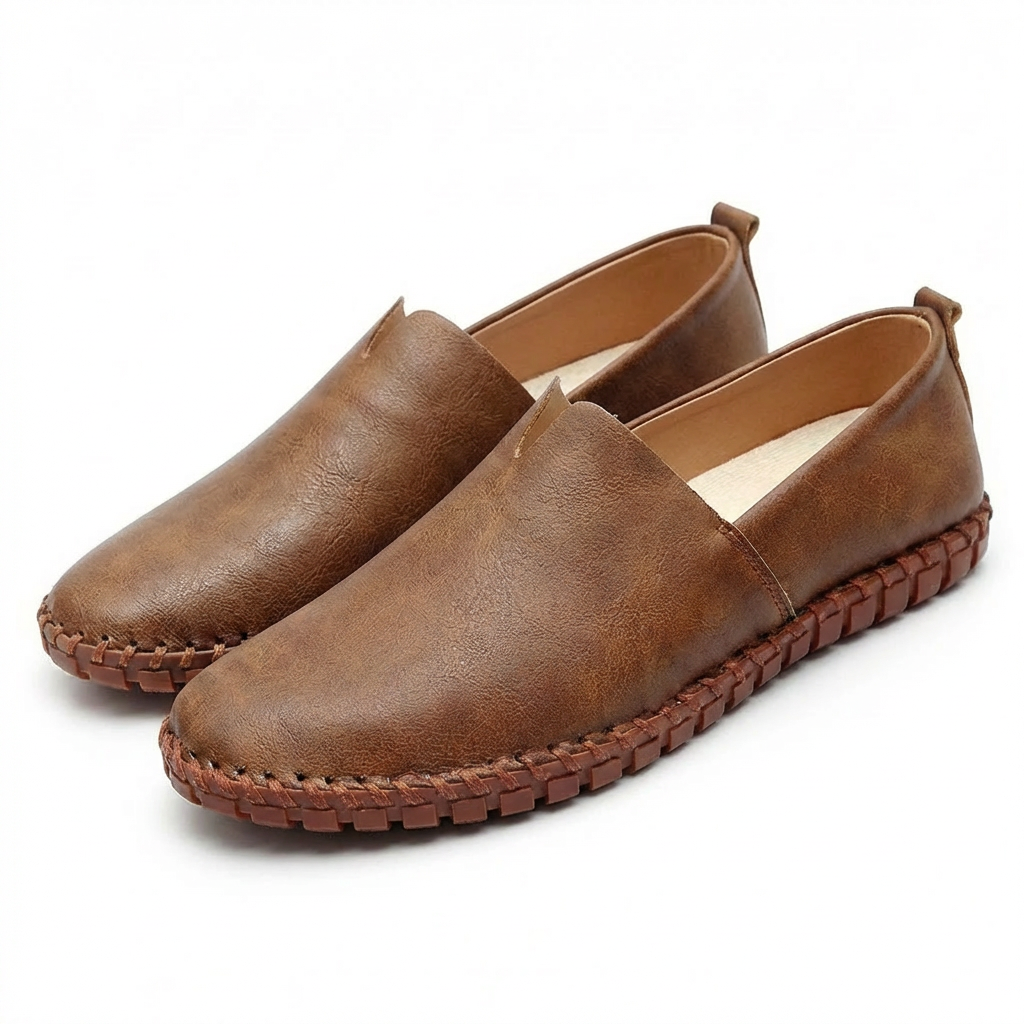 Mocassins Décontractés pour Homme en Cuir Synthétique avec Coutures Artisanales