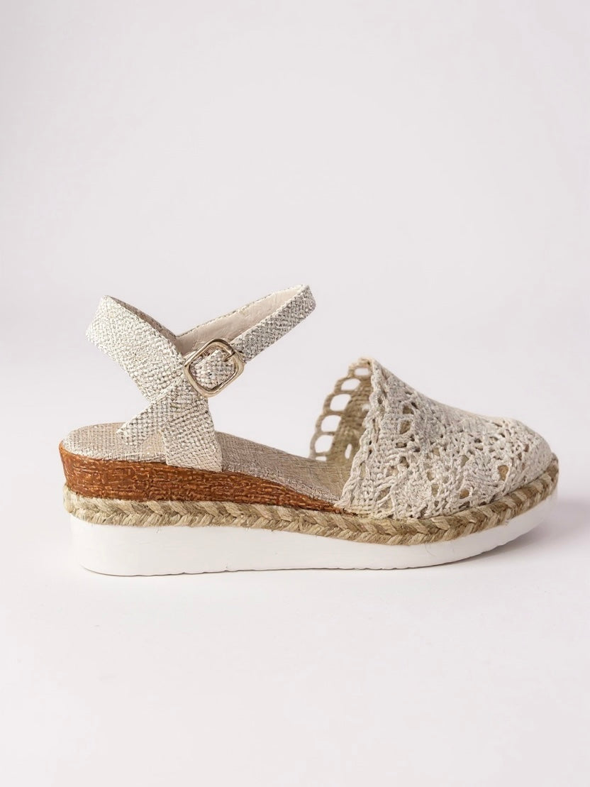 Sandali con zeppa da donna - espadrillas con cinturino alla caviglia - tempo libero