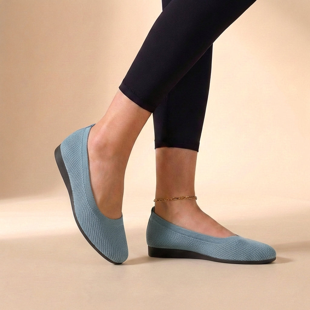 Ballerine da Donna in Maglia con Bordo Costine Stile Slip-On Casual