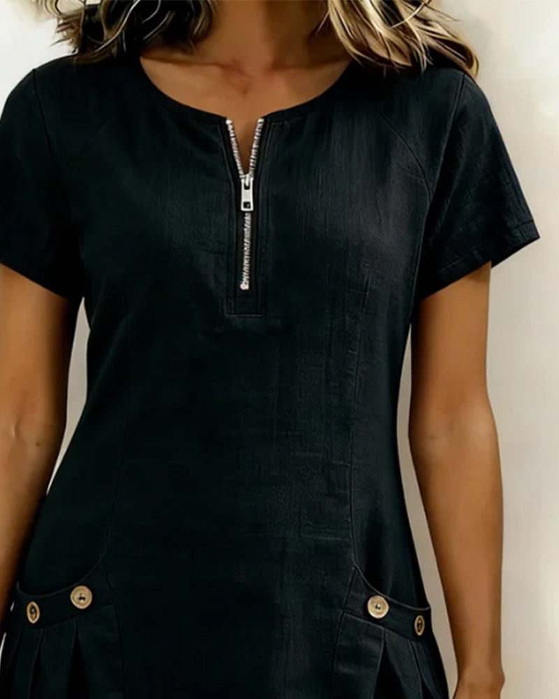 Robe Lin Femme Coupe À Fermeture Éclair