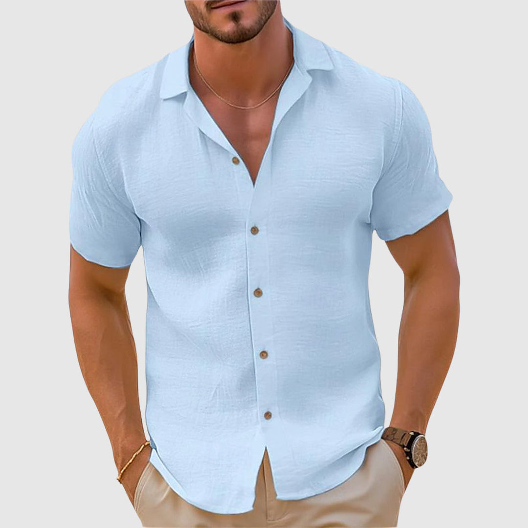 Camicia Uomo Maniche Corte Lino