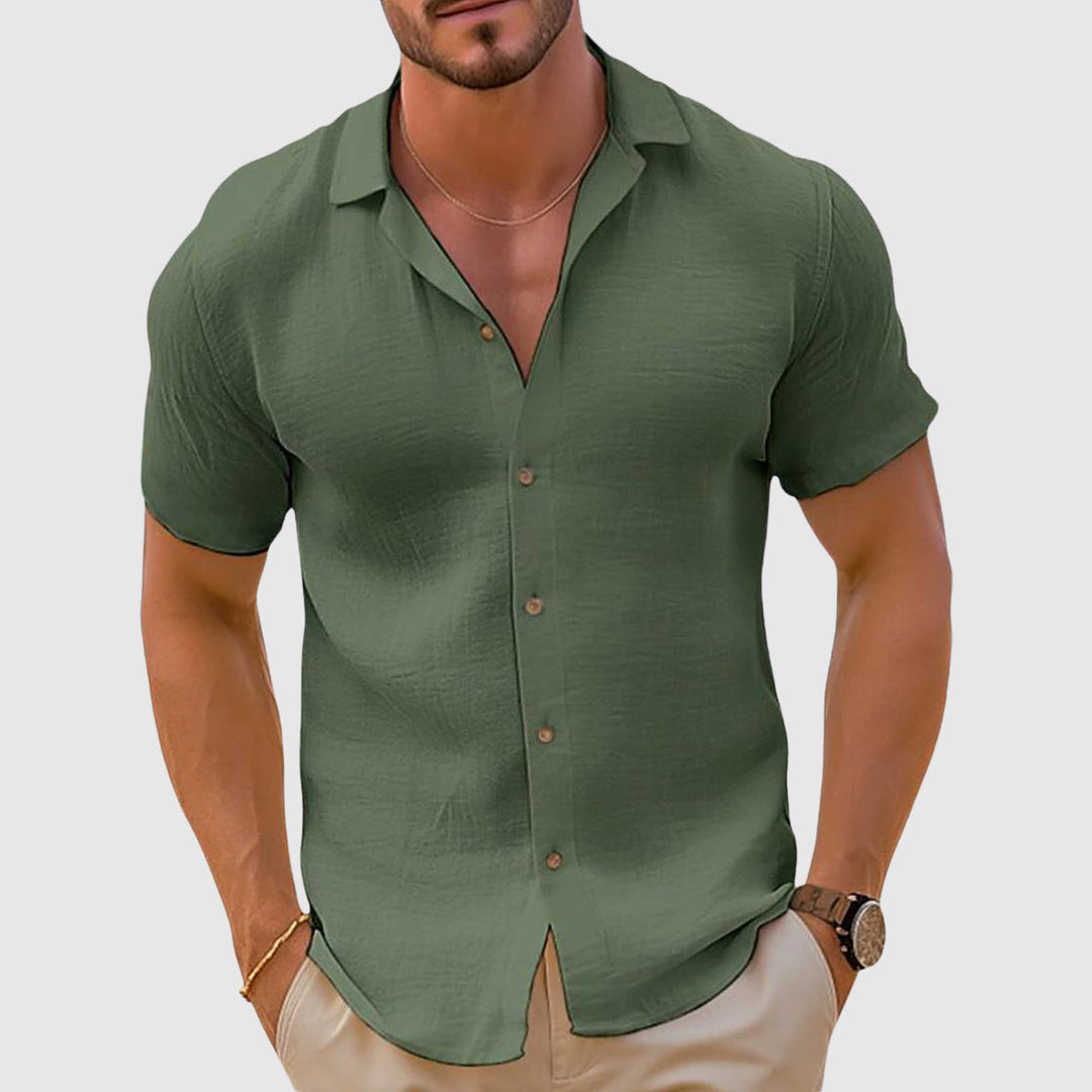Camicia Uomo Maniche Corte Lino