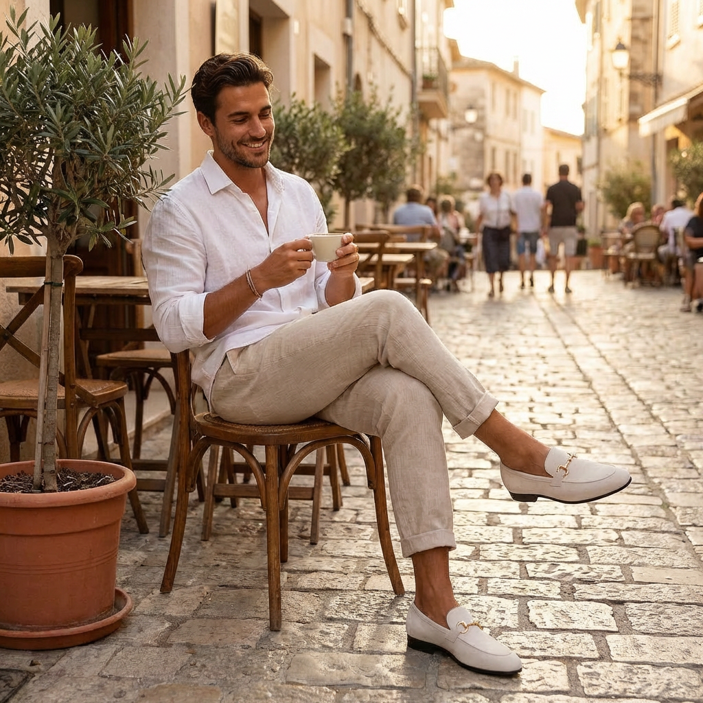 Mocassins à Bout Pointu en Microfibre avec Boucle Métallique pour Homme