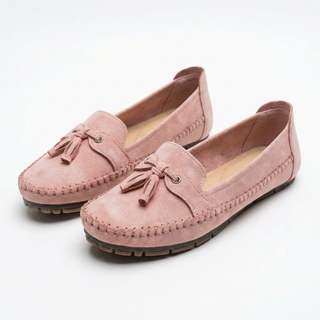 Mocassins en Simili Cuir avec Borlas et Coutures Apparentes pour Femme