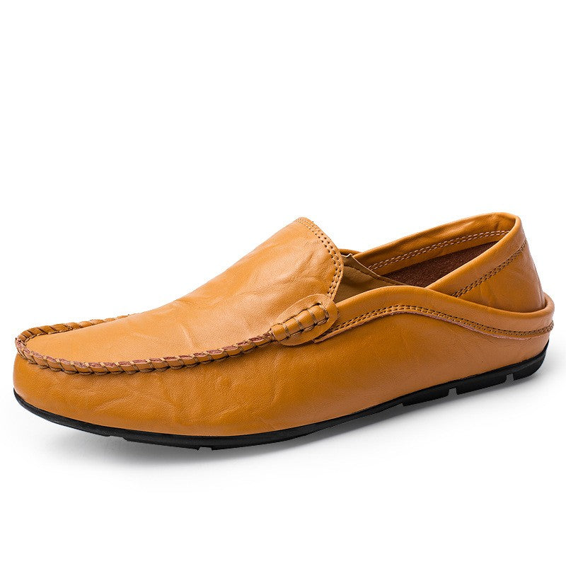 Mocassins masculinos de couro — salto dobrável — sapatos para viagem
