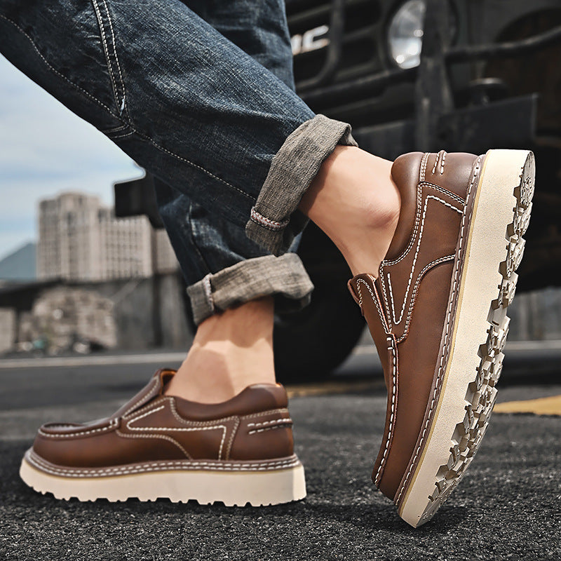 Mocassins en cuir homme — semelle en caoutchouc antidérapante — ville