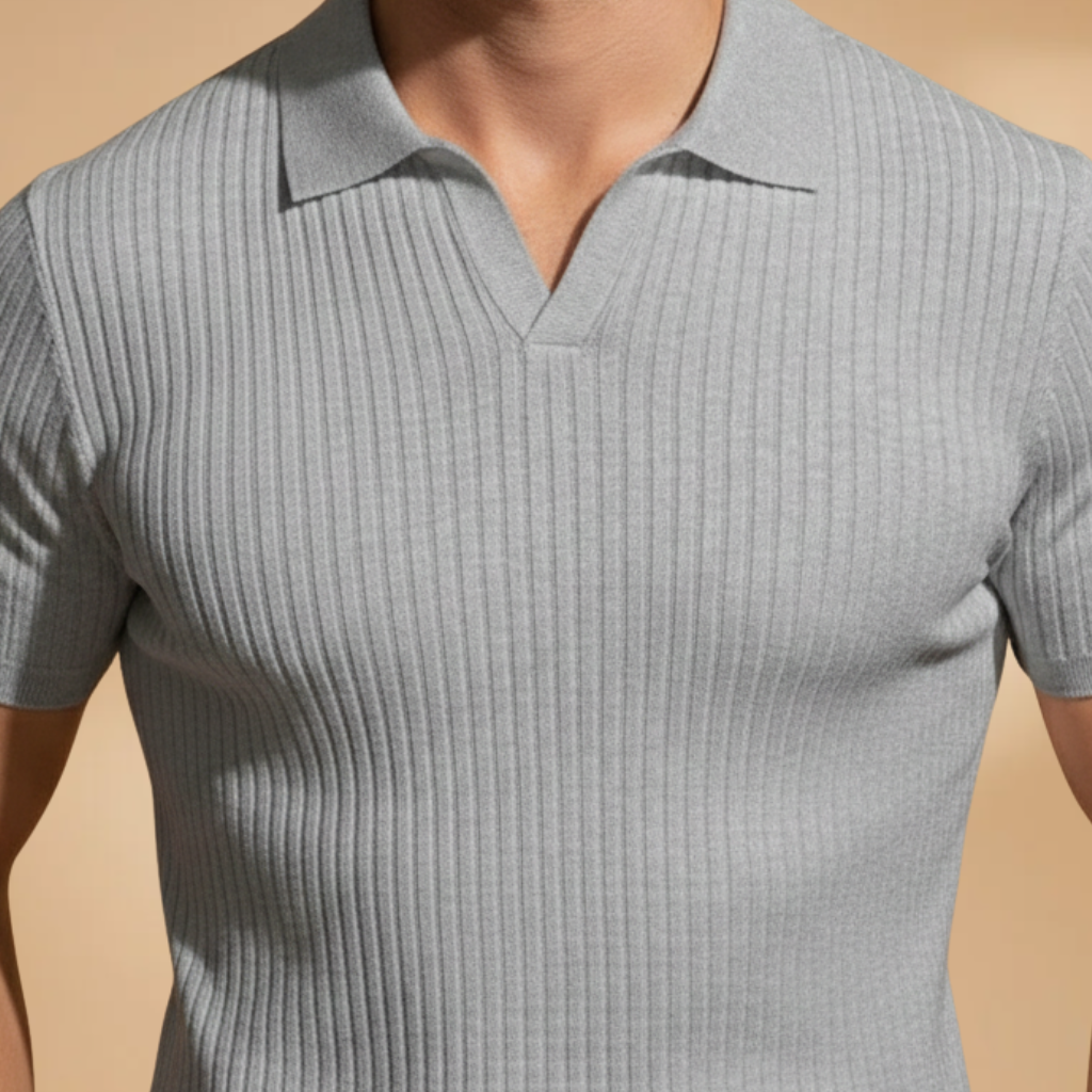 Men's fitted polo | ribbed knit top office