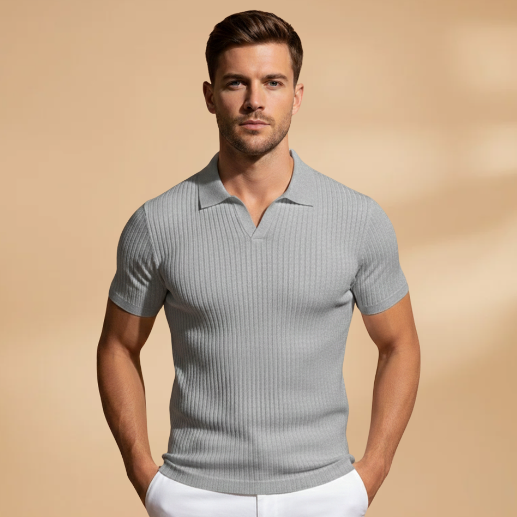 Men's fitted polo | ribbed knit top office