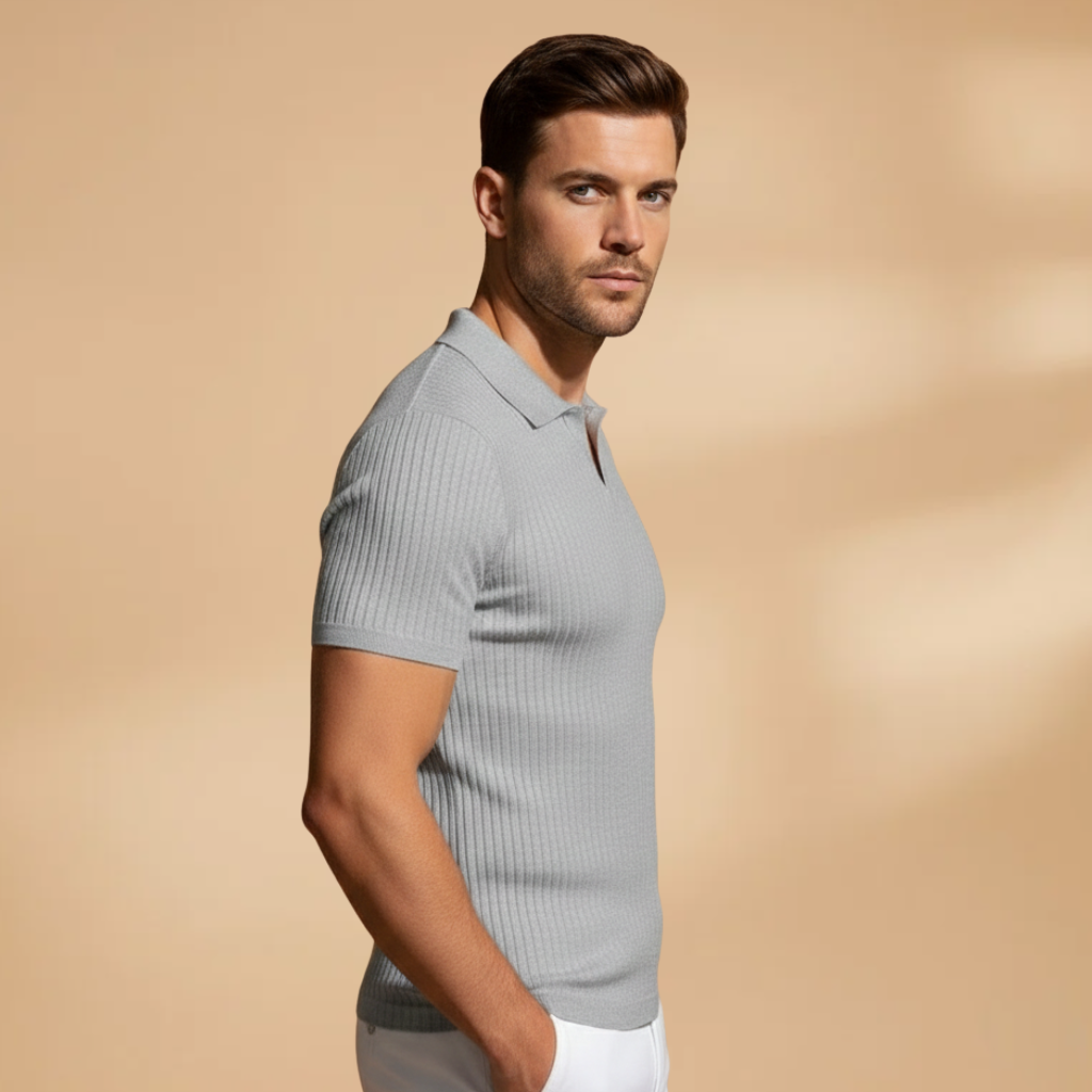 Men's fitted polo | ribbed knit top office