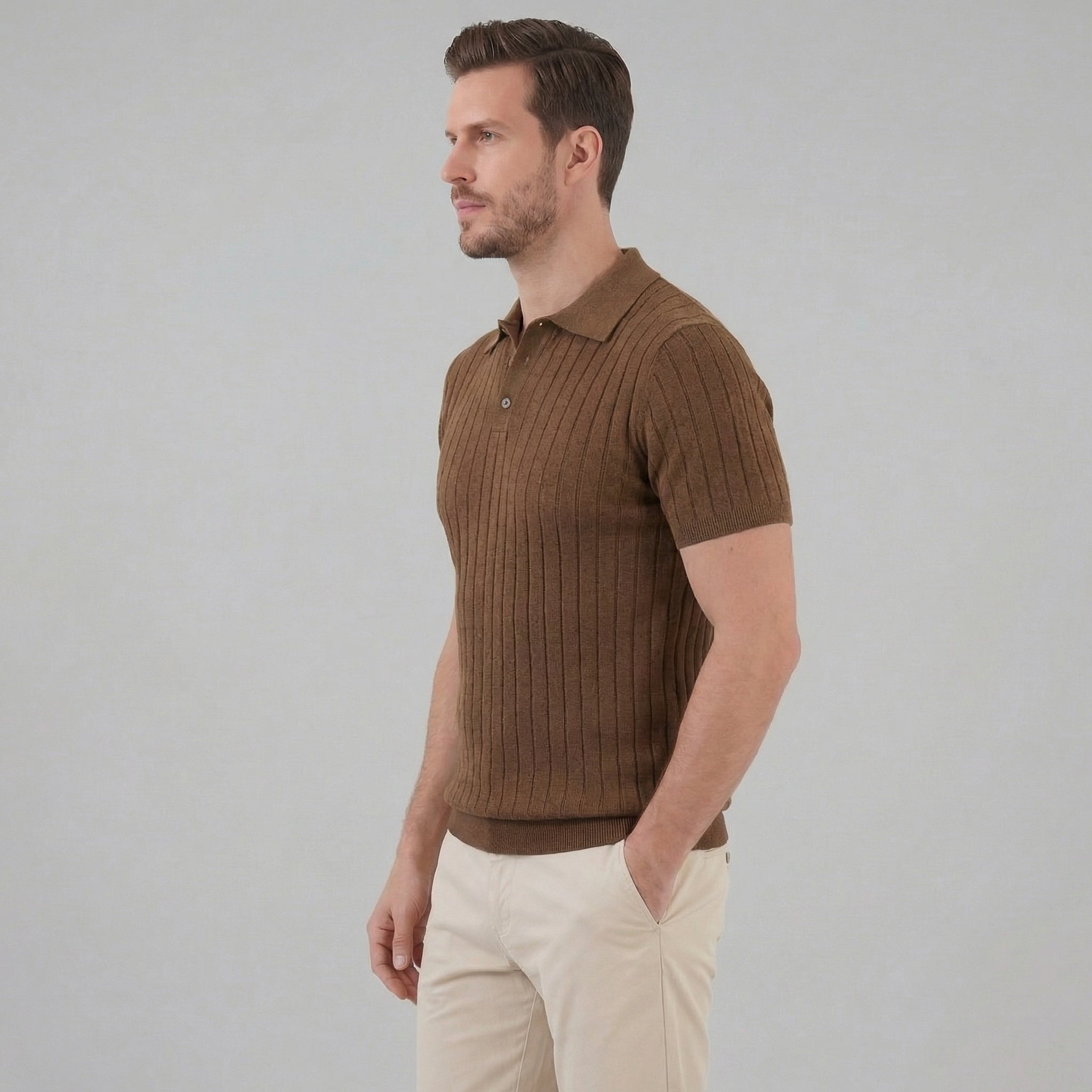 Polo para hombre — mezcla de algodón — corte ajustado y verano