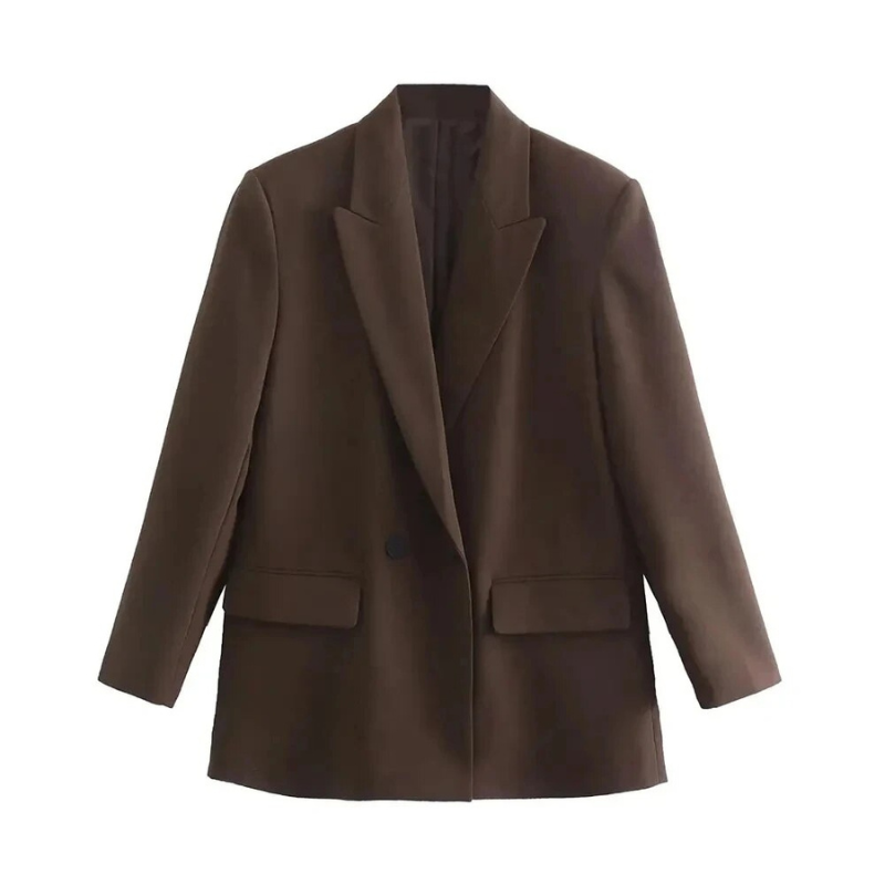 Blazer Oversize Ajusté à Double Boutonnage avec Revers Crantés pour Femme