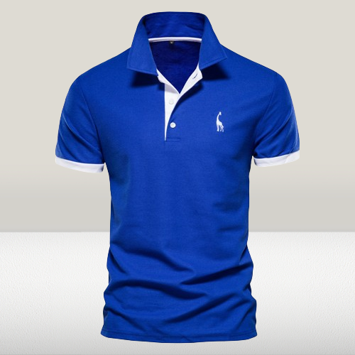 Polo para hombre en algodón piqué — diseño con bordado de jirafa