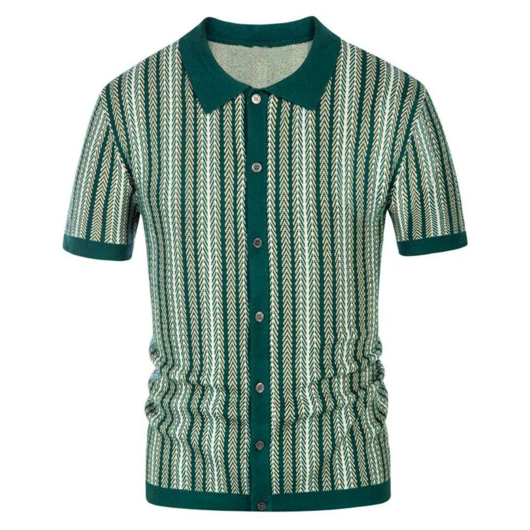 Pánské pletené polo — vzor chevron — na volný čas a každodenní nošení