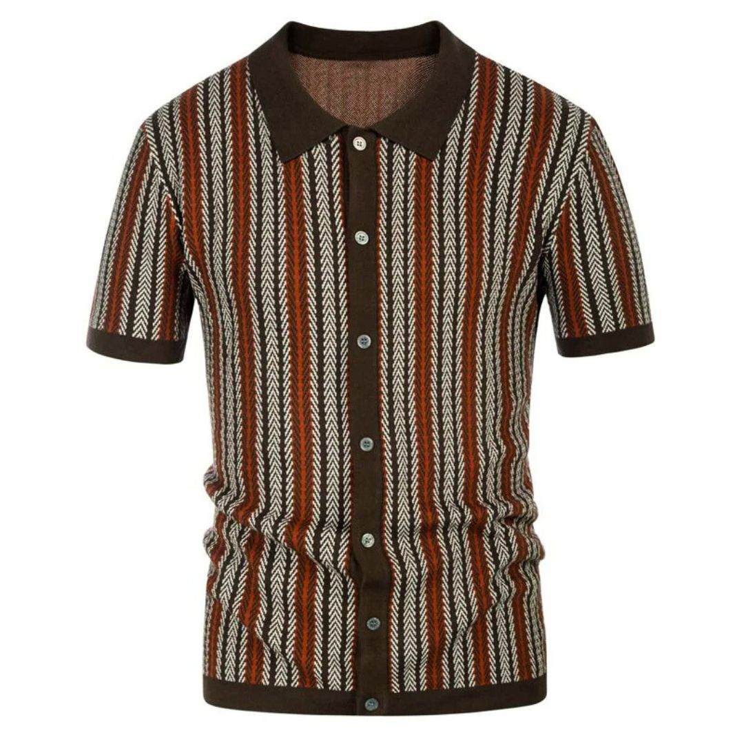 Pánské pletené polo — vzor chevron — na volný čas a každodenní nošení