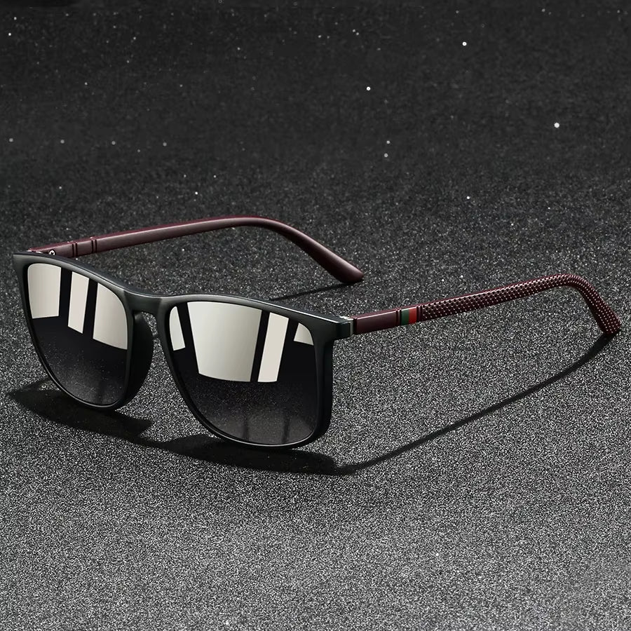 Polarized Sports and Driving Glasses with Rectangular Frame and Soft Nose Pads