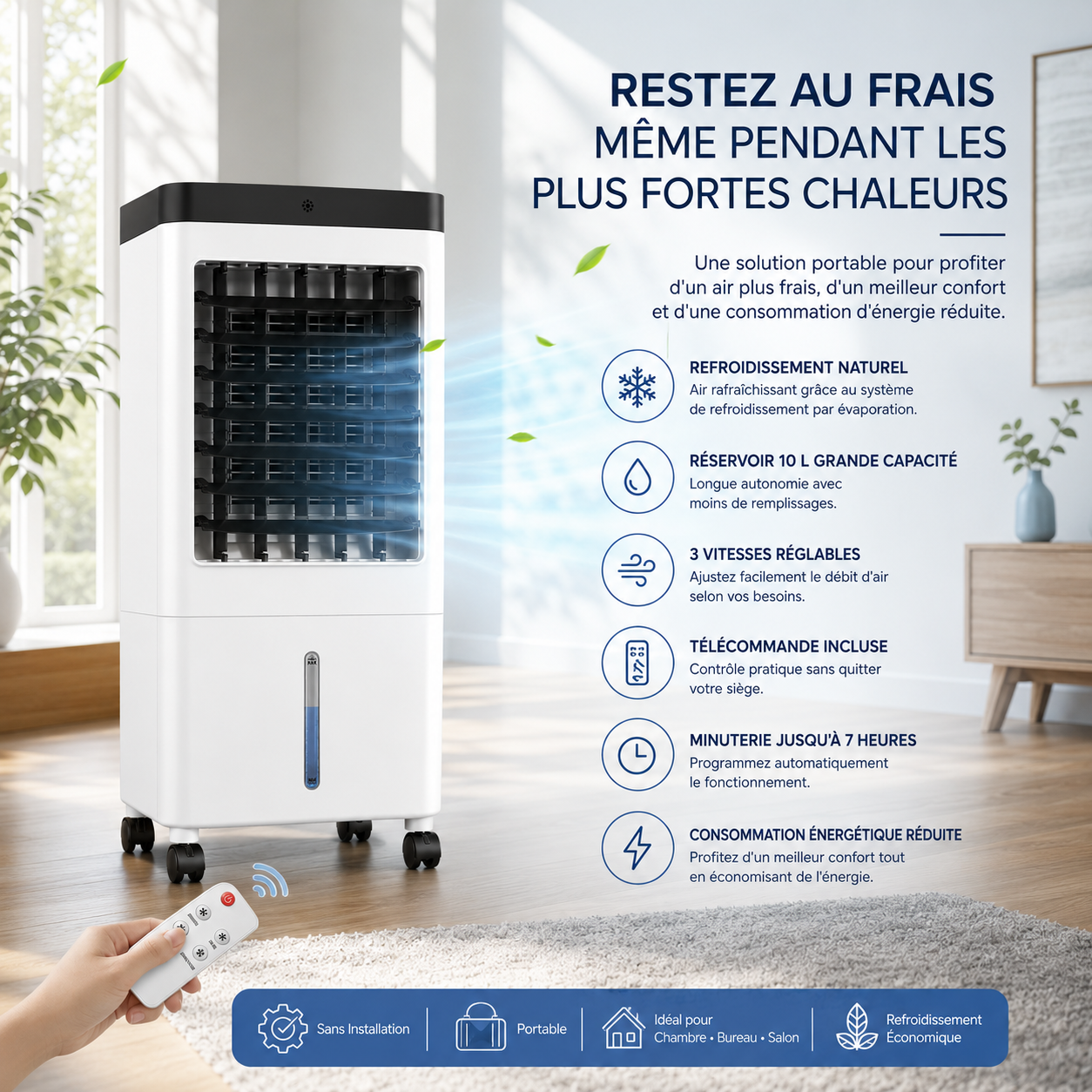 Portable Evaporative Air Conditioner 10L – Cooling Without Installation