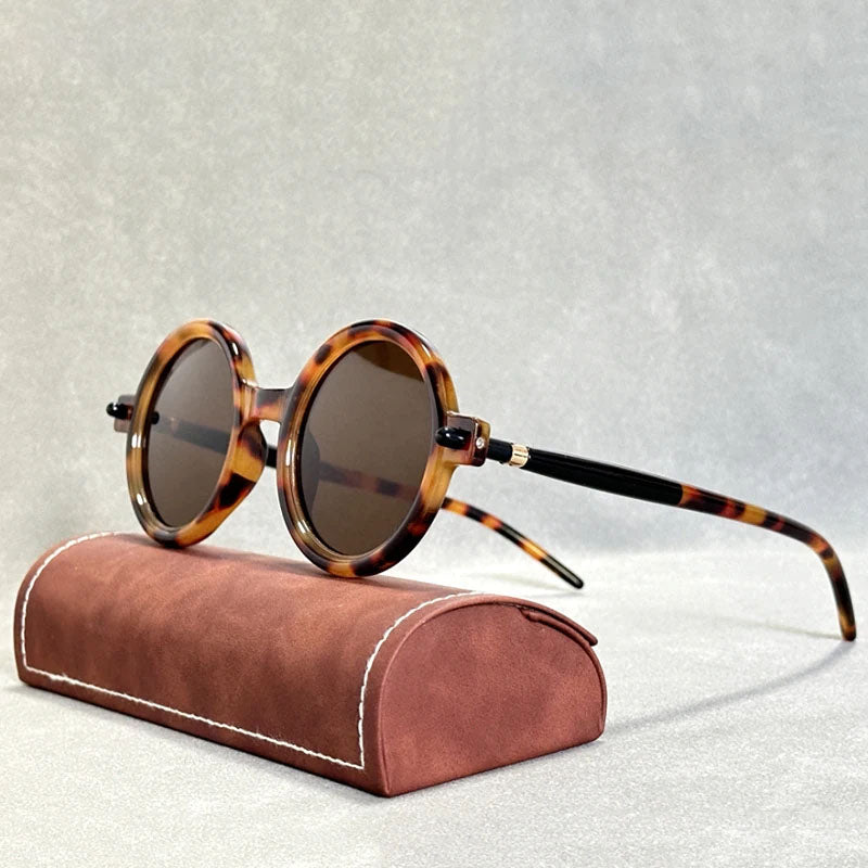 Lunettes de Soleil Ovales Vintage avec Monture Ronde et Verres TAC Polarisés