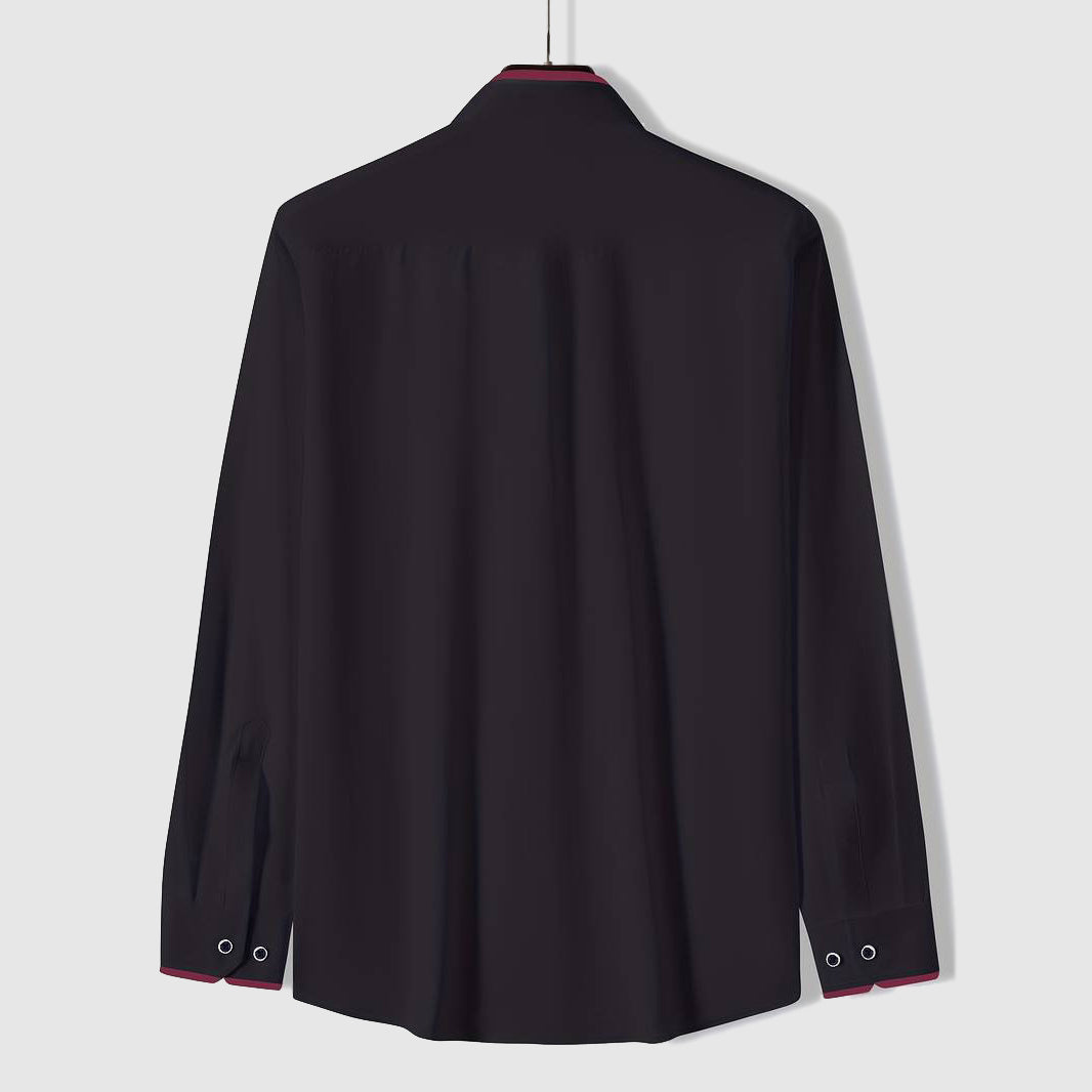 Chemise Business à Manches Longues en Coton et Polyester avec Col Rabattu pour Homme