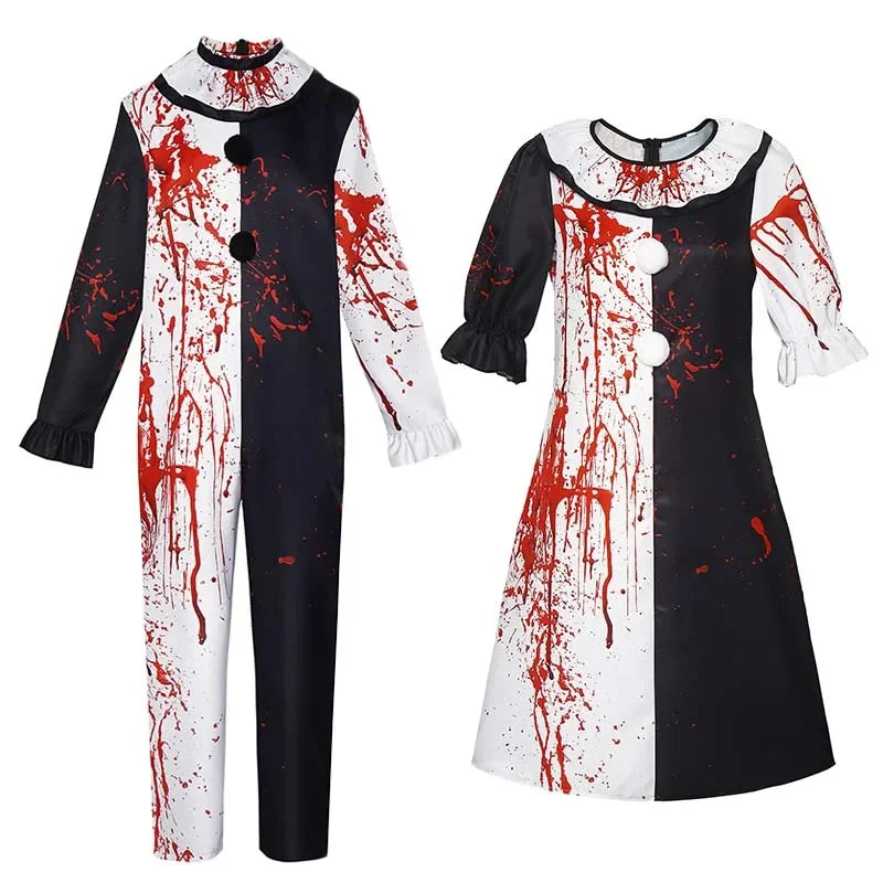 Pánský dámský kostým krvavého klauna na Halloween, cosplay a karneval hrůzy