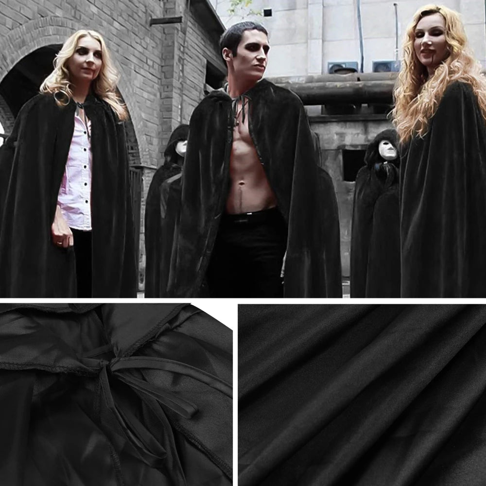 Dlouhý unisex plášť s kapucí na Halloween, čarodějnický cosplay kostým na večírek
