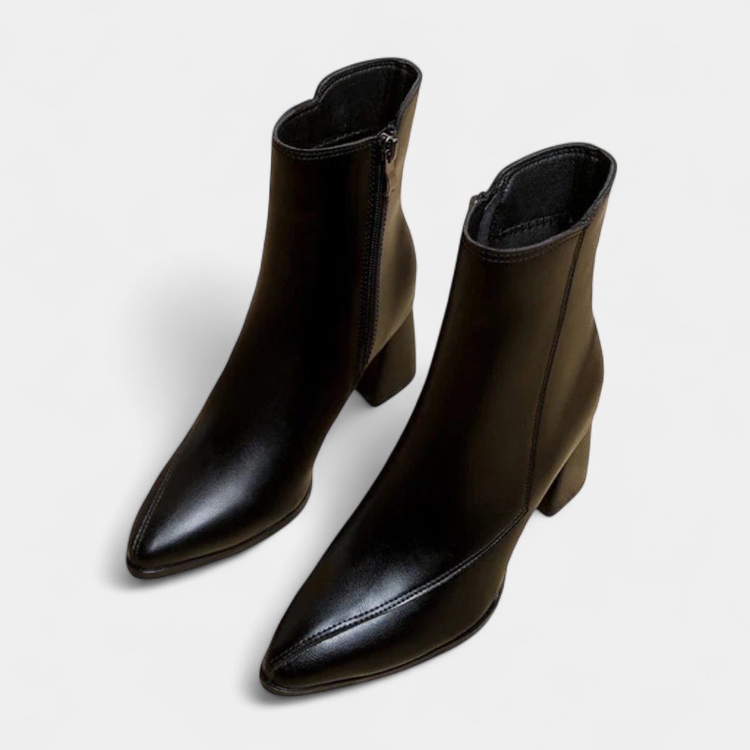 Bottines à talon épais pour femme avec bout pointu et fermeture éclair latérale