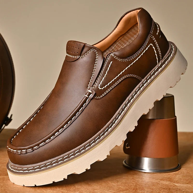Mocassins en cuir homme — semelle en caoutchouc antidérapante — ville