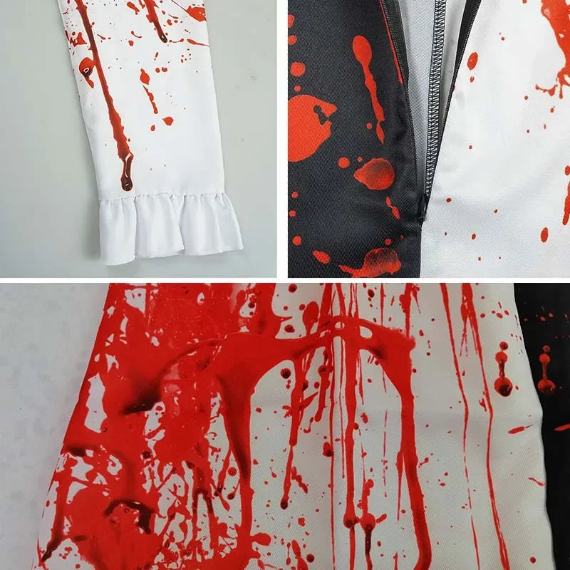 Pánský dámský kostým krvavého klauna na Halloween, cosplay a karneval hrůzy
