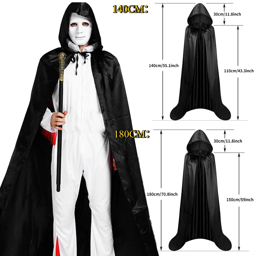 Dlouhý unisex plášť s kapucí na Halloween, čarodějnický cosplay kostým na večírek