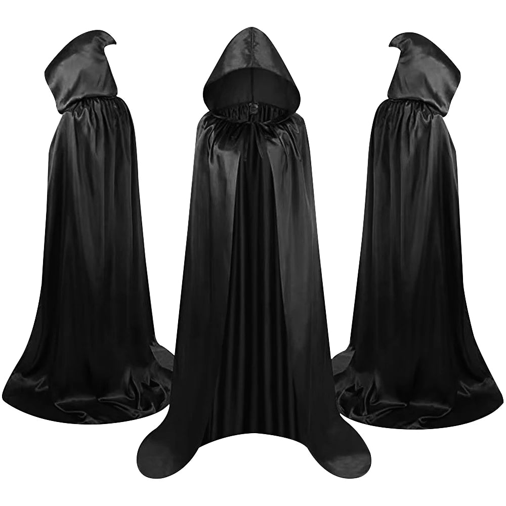 Dlouhý unisex plášť s kapucí na Halloween, čarodějnický cosplay kostým na večírek