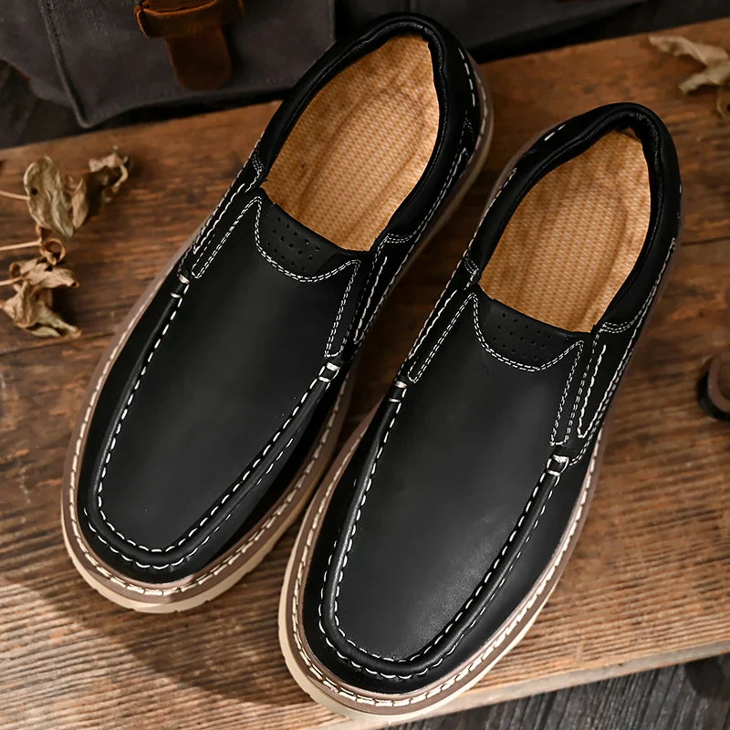 Mocassins en cuir homme — semelle en caoutchouc antidérapante — ville