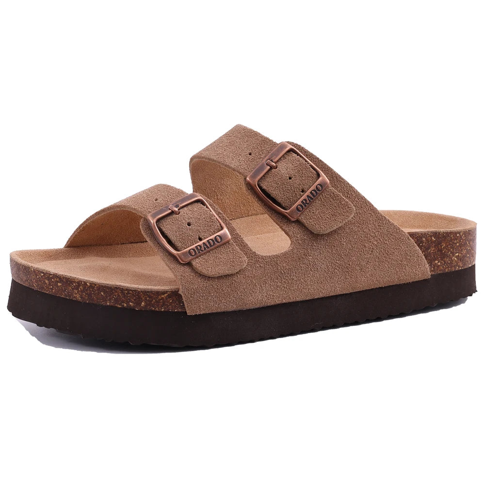 Sandali bassi da donna in camoscio