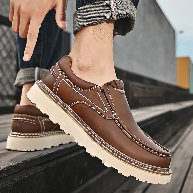 Mocassins en cuir homme — semelle en caoutchouc antidérapante — ville