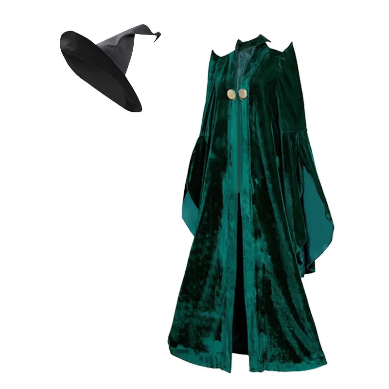 Mixte Robe Longue Professeure Sorcière Halloween Cosplay École Magie Adulte