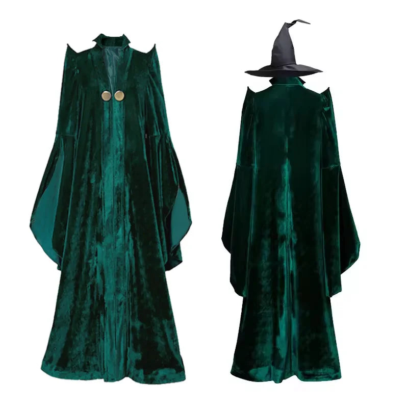 Mixte Robe Longue Professeure Sorcière Halloween Cosplay École Magie Adulte