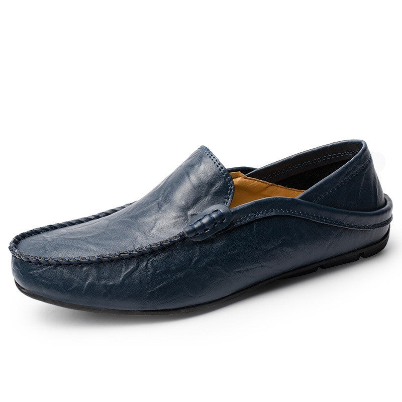 Mocassins masculinos de couro — salto dobrável — sapatos para viagem