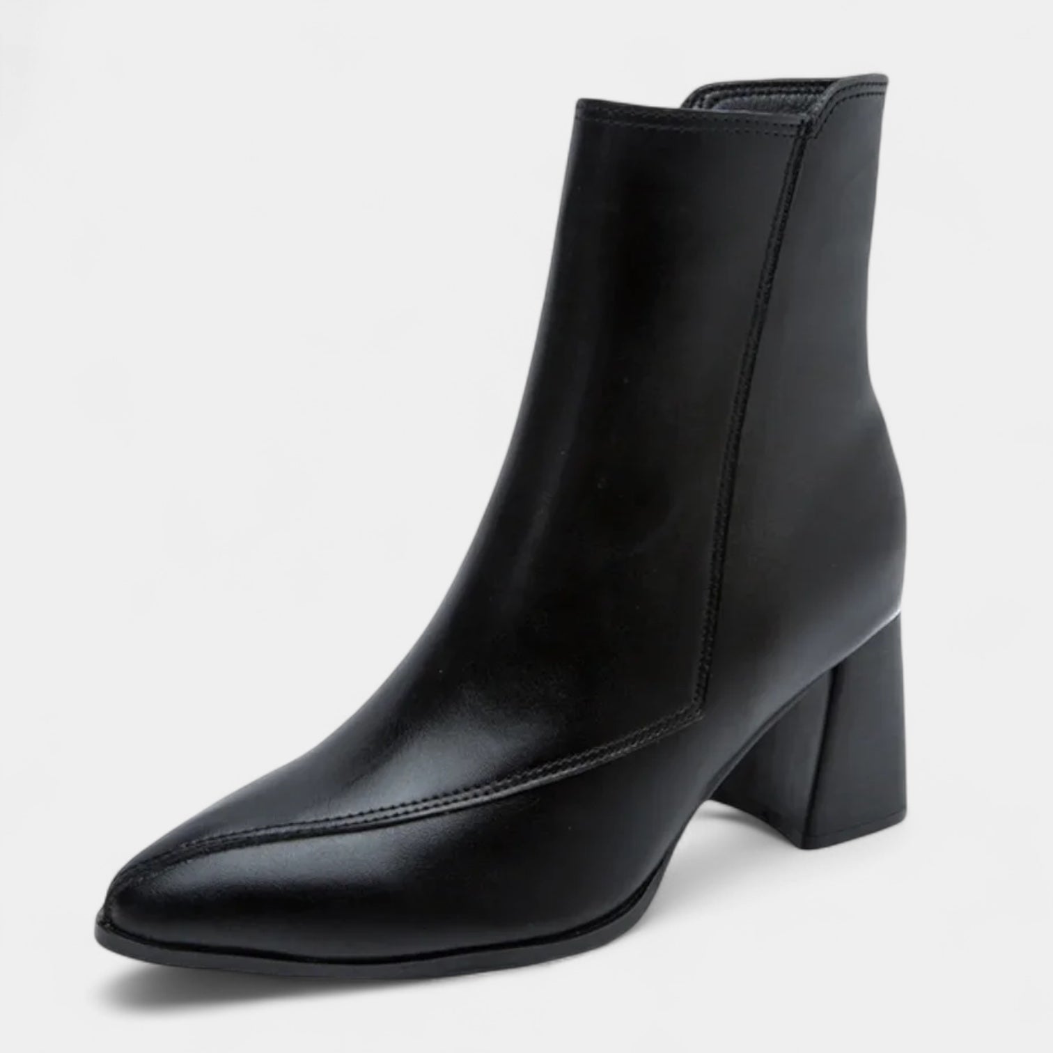 Bottines à talon épais pour femme avec bout pointu et fermeture éclair latérale