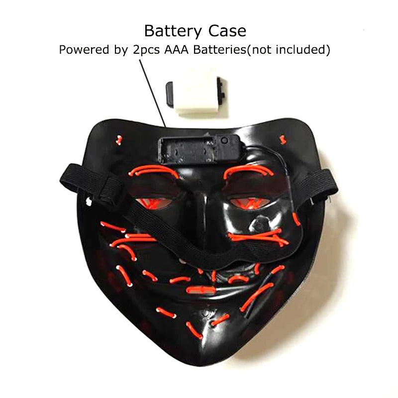 Smíšená svítící LED maska na Halloween, děsivý cosplay, párty pro dospělé, noční