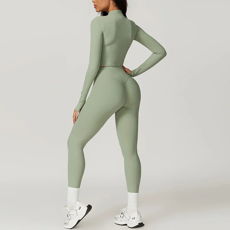 Ensemble de Yoga sans Couture avec Legging Taille Haute et Brassière pour Femme