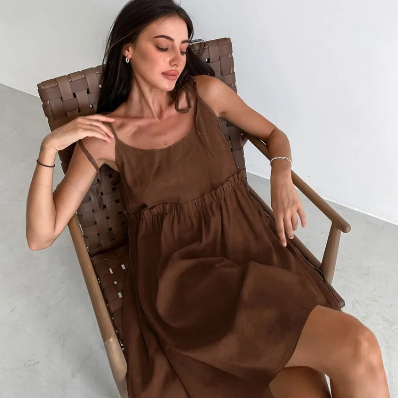 Robe d'été en mélange coton lin