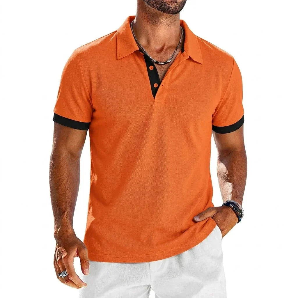 Polo pour hommes — col moderne contrasté — détente et soirée