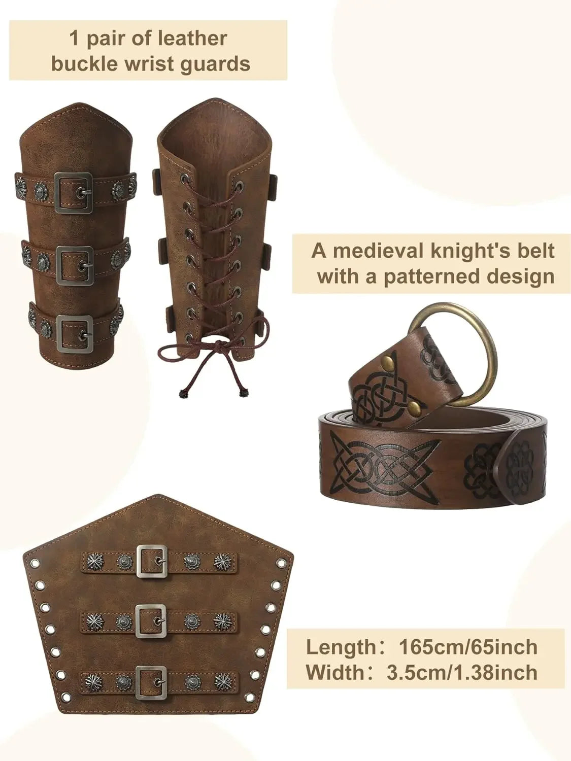 Pánský set košile a kalhot v medievalním stylu na Halloween cosplay s vikingským opaskem