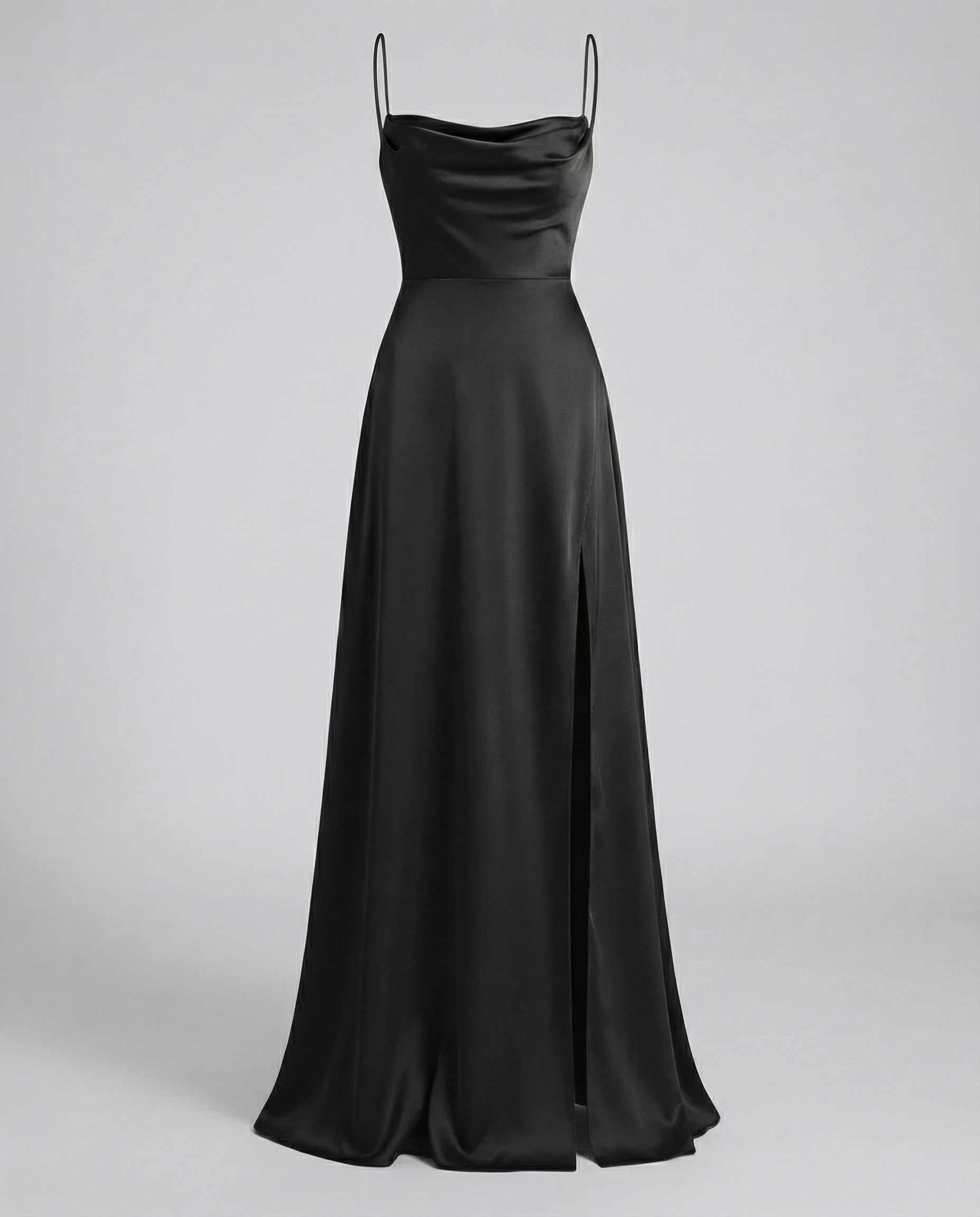 Robe longa de seda para mulher - decote drapeado em bico - cerimônia