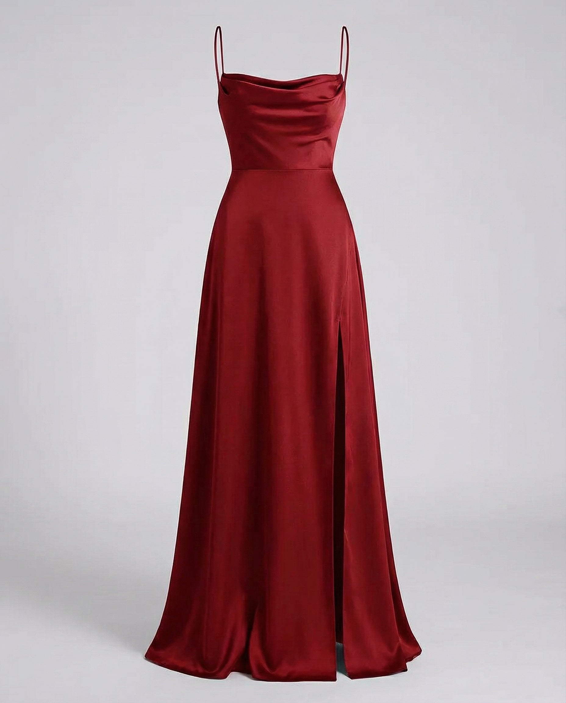 Robe longa de seda para mulher - decote drapeado em bico - cerimônia