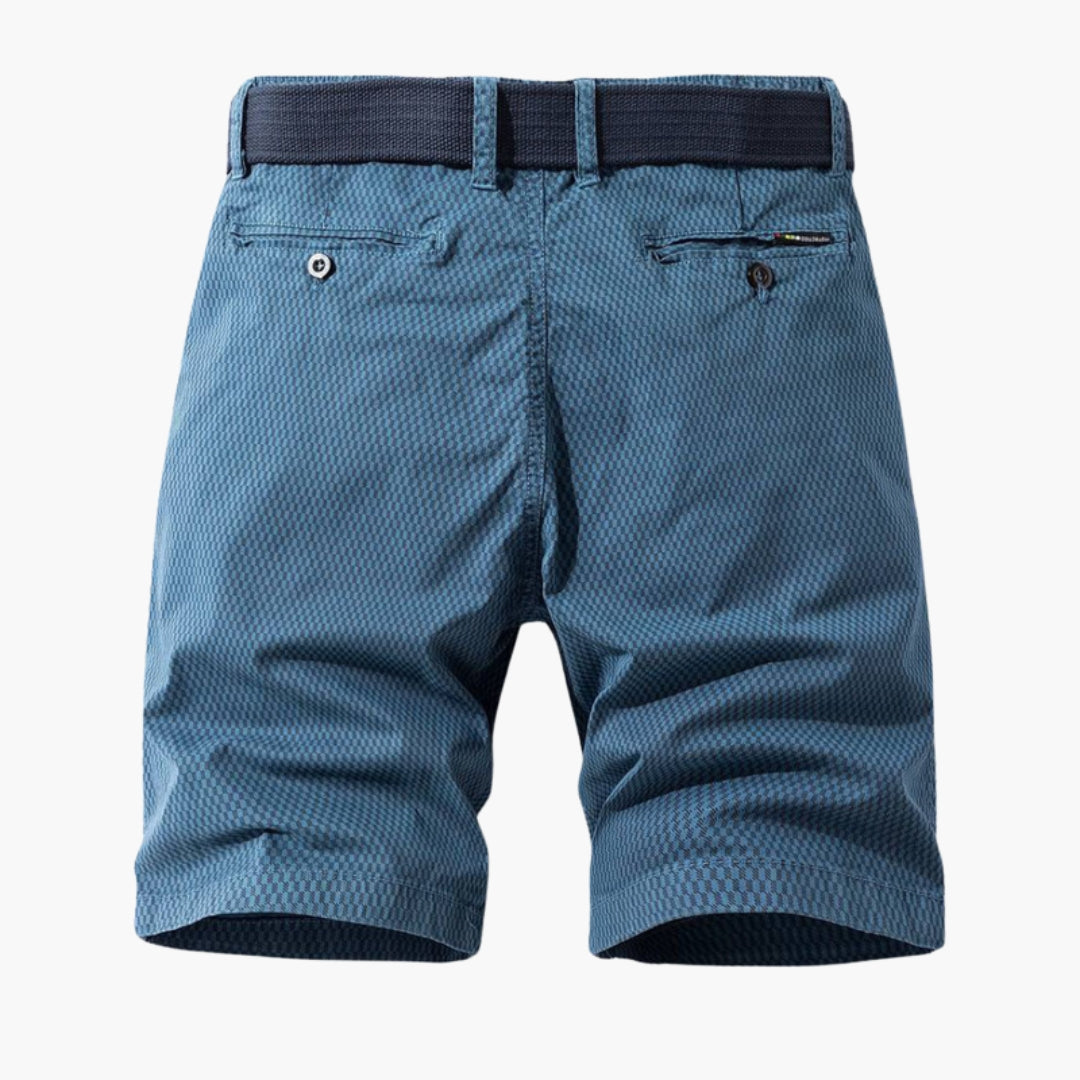 Straight Shorts for Men in Textured Fabric with Removable Belt and 4 Pockets