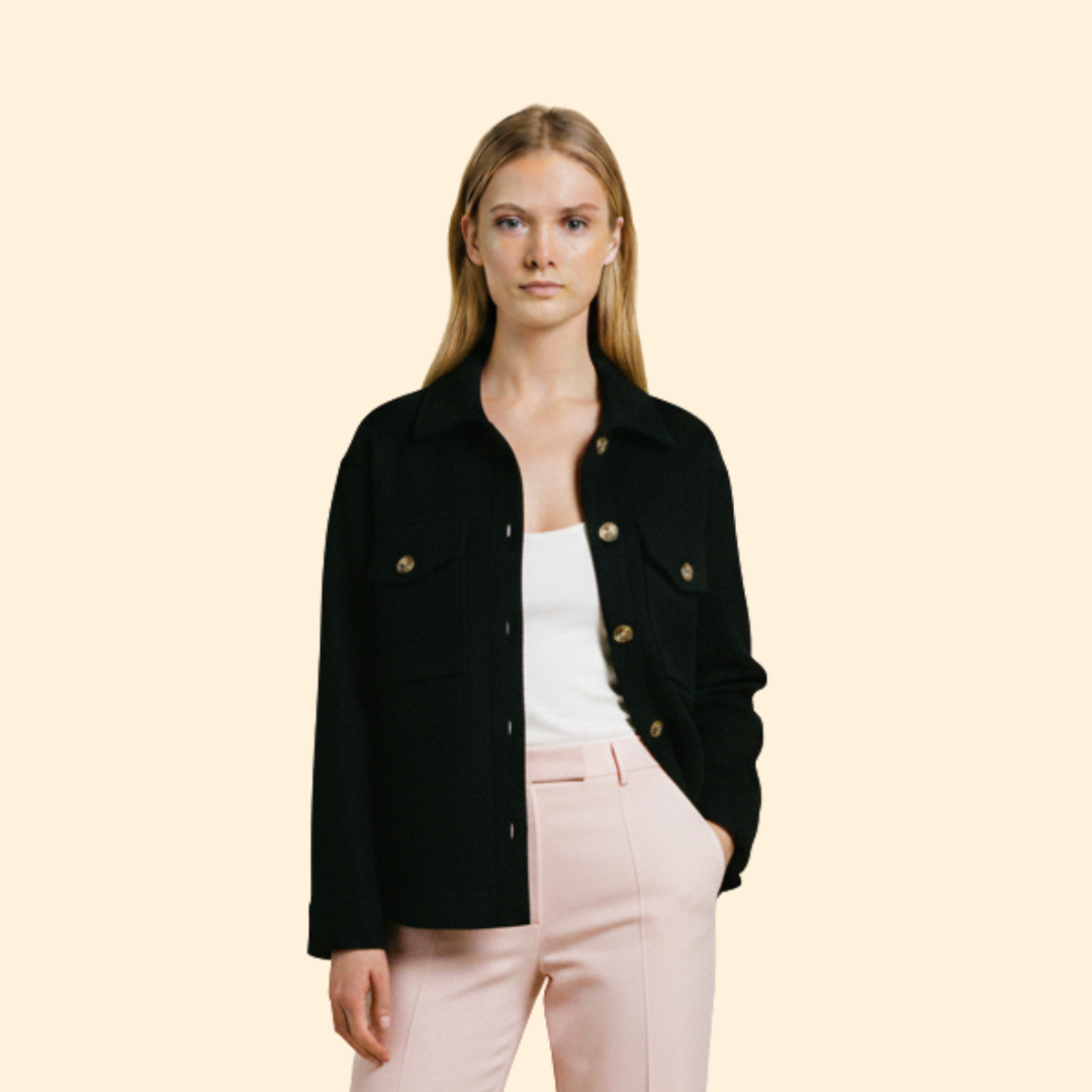 Manteau Mi-Long à Boutonnage Simple avec Poches à Rabat pour Femme