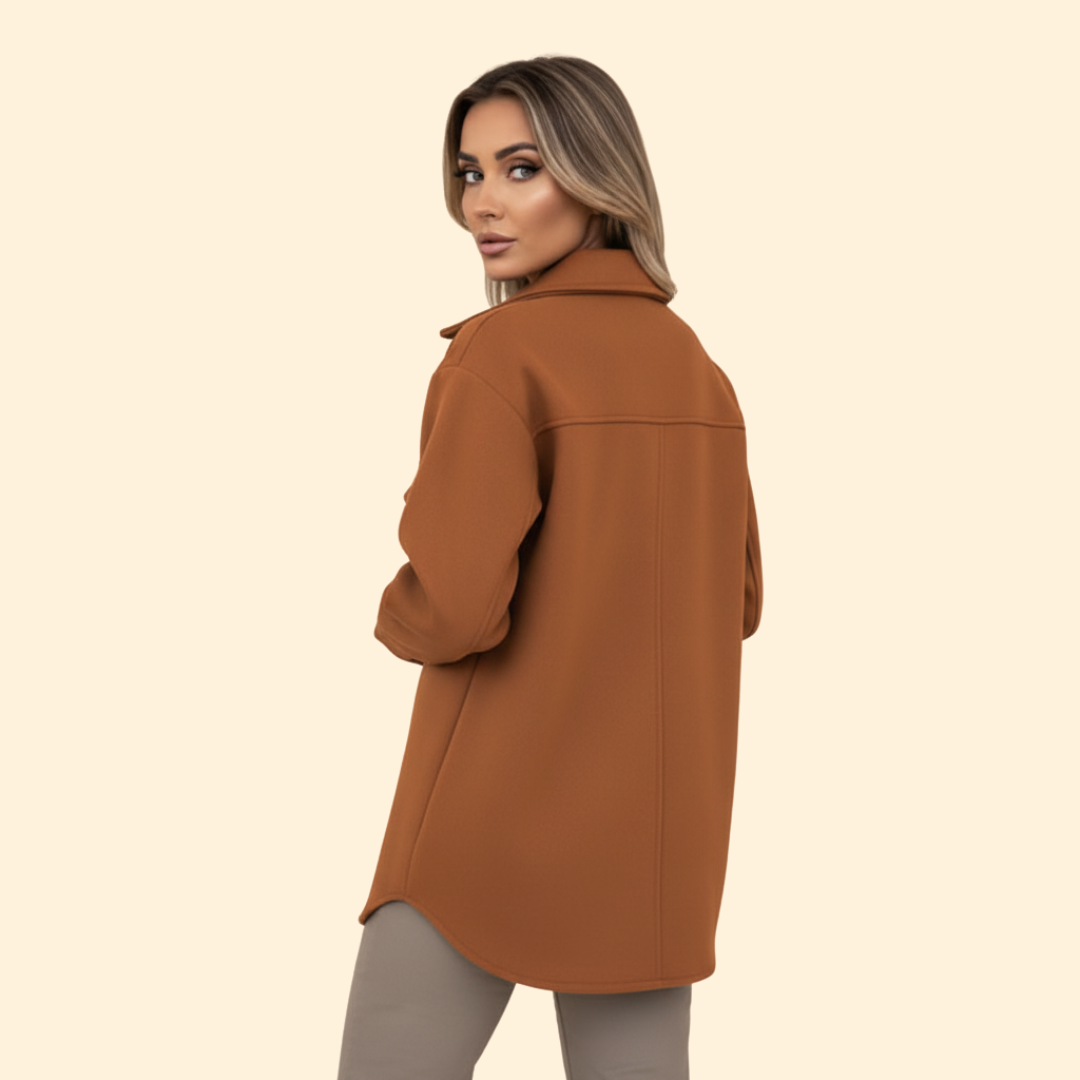 Manteau Mi-Long à Boutonnage Simple avec Poches à Rabat pour Femme